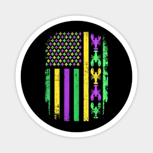 Mardi Gras US American flag with New Magnet